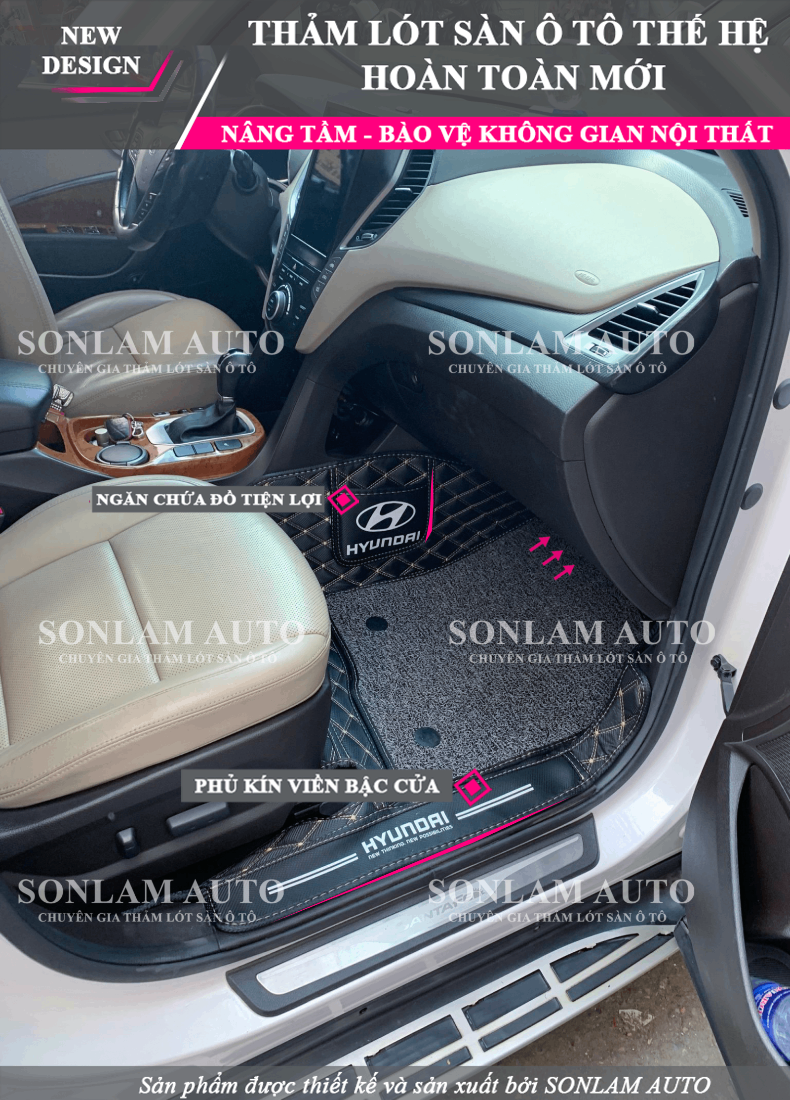 Thảm lót sàn ô tô Hyundai Santafe 2013-2018